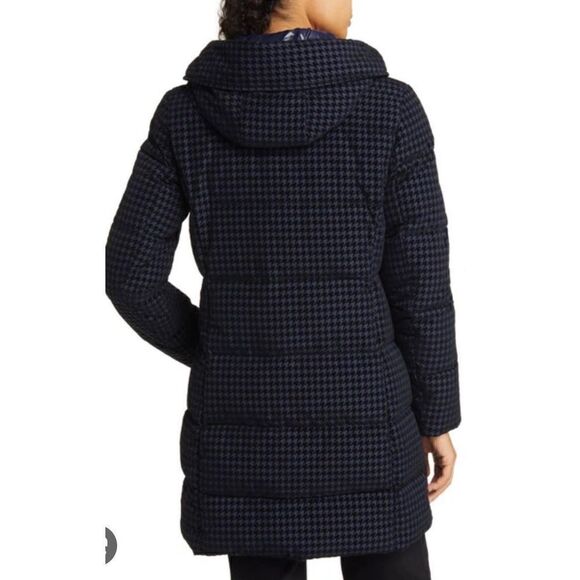 Via Spiga Water Repellent Houndstooth Flocked Puffer Coat NWT Size XLarge - Picture 1 of 12